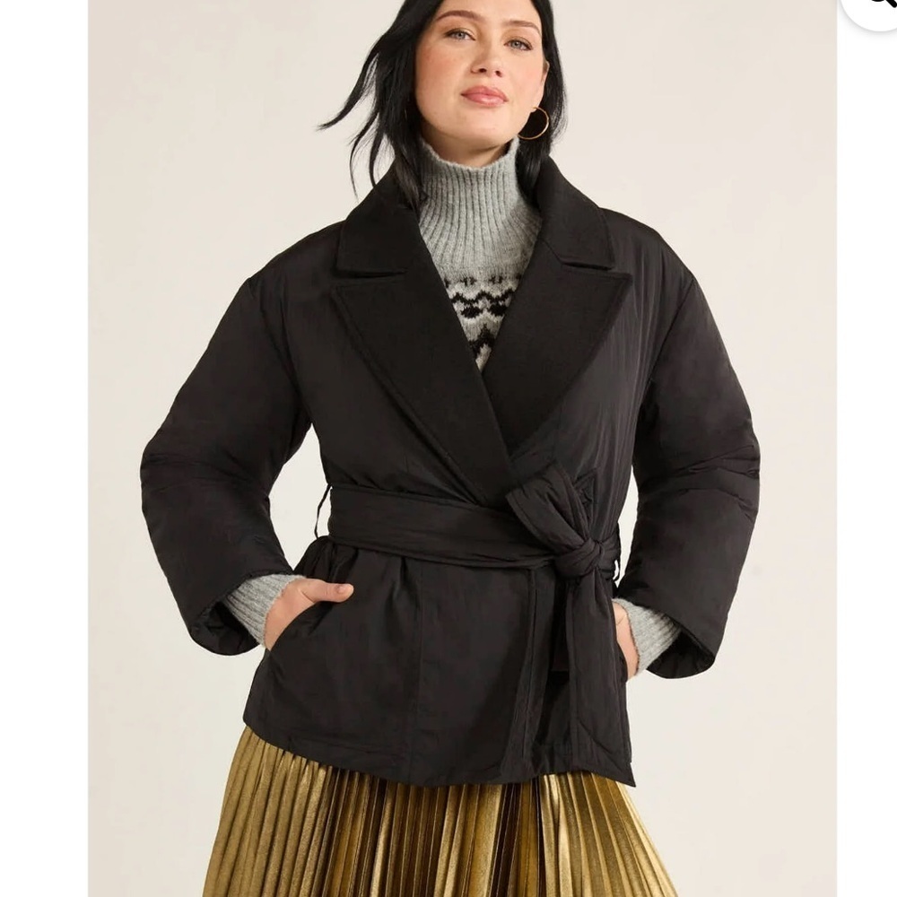 Women's Free Assembly Black Belted Cocoon Coat Sz XL NWT